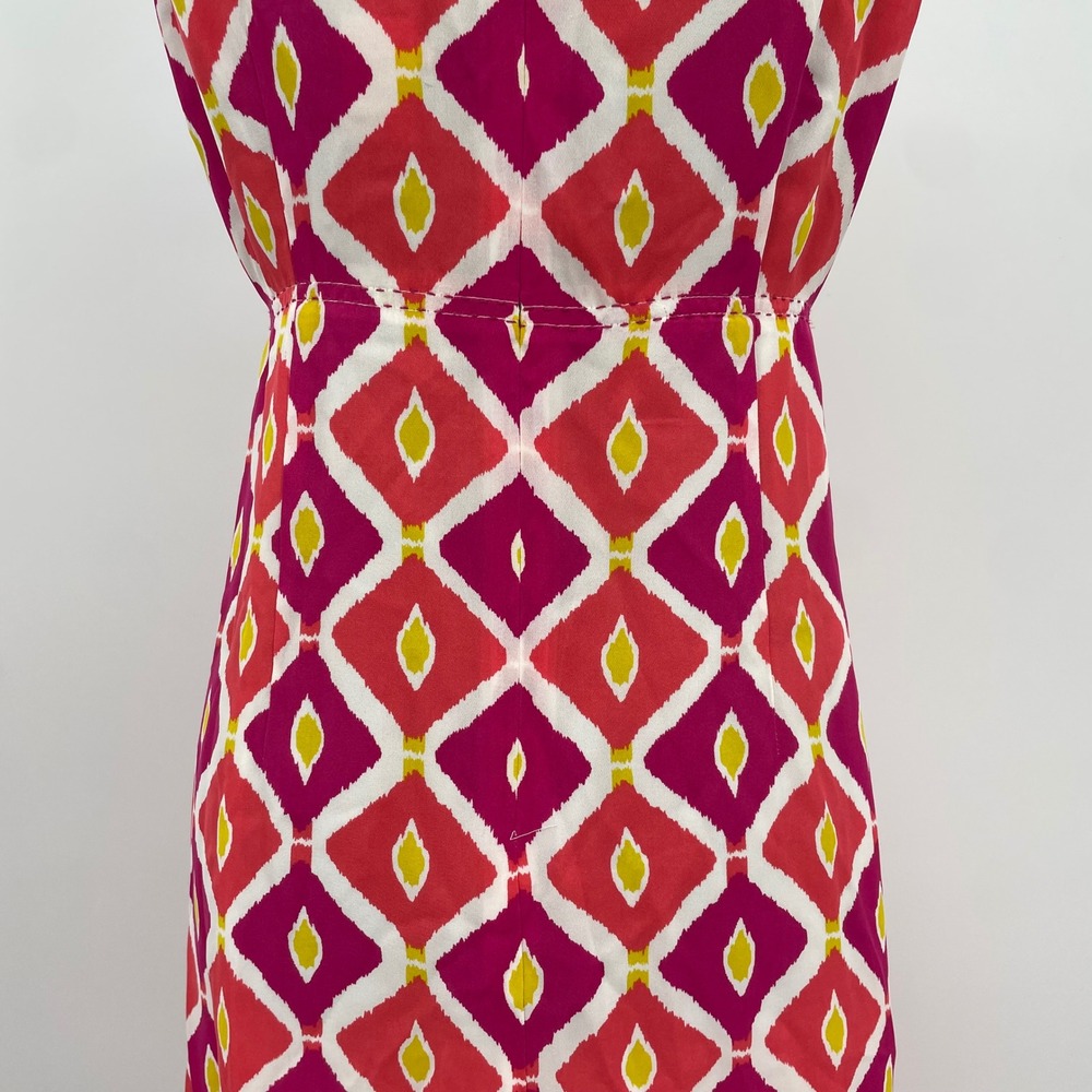 Tory Burch Dress Womens 10 Pink 100% Silk Ikat Pleated Empire Waist Boho Luxury - Picture 4 of 8
